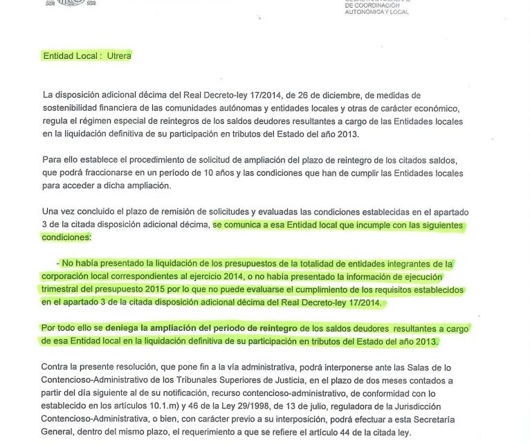 El portavoz del Gobierno Municipal hace público el documento que respalda las afirmaciones sobre la mala gestión económica de los andalucistas
