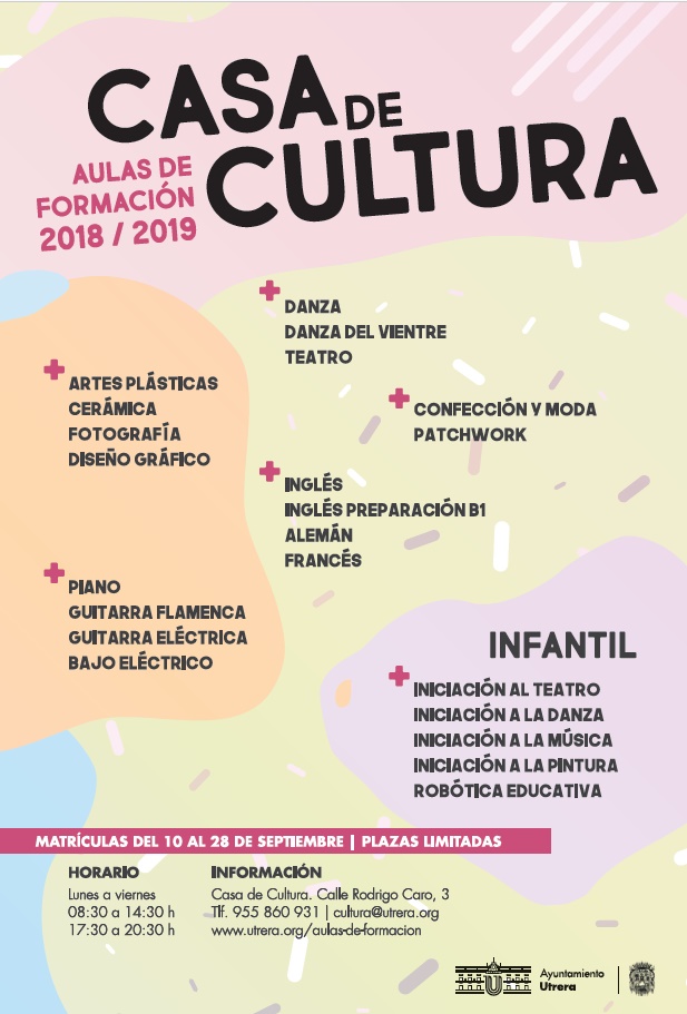 AULAS DE FORMACIÓN 2018-2019 CASA DE LA CULTURA