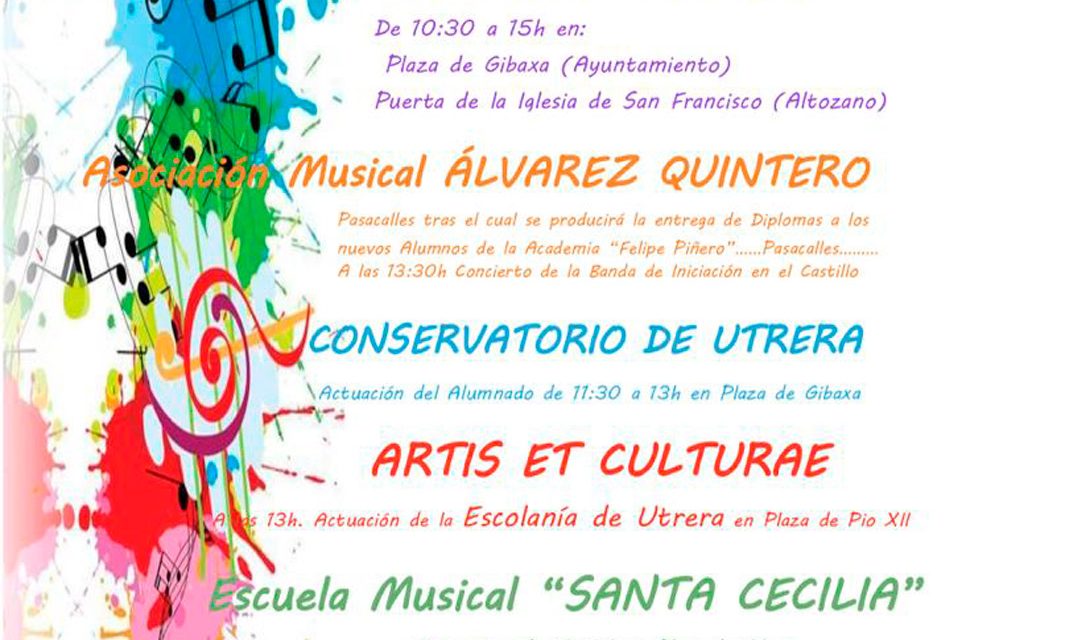 Utrera celebra Santa Cecilia, Día de la Música, con un amplio repertorio de actividades y conciertos para el próximo domingo