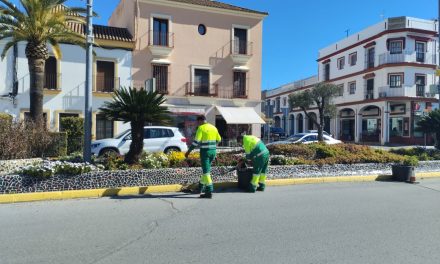 El Ayuntamiento avanza en el mantenimiento de zonas verdes de Utrera tras los efectos del temporal
