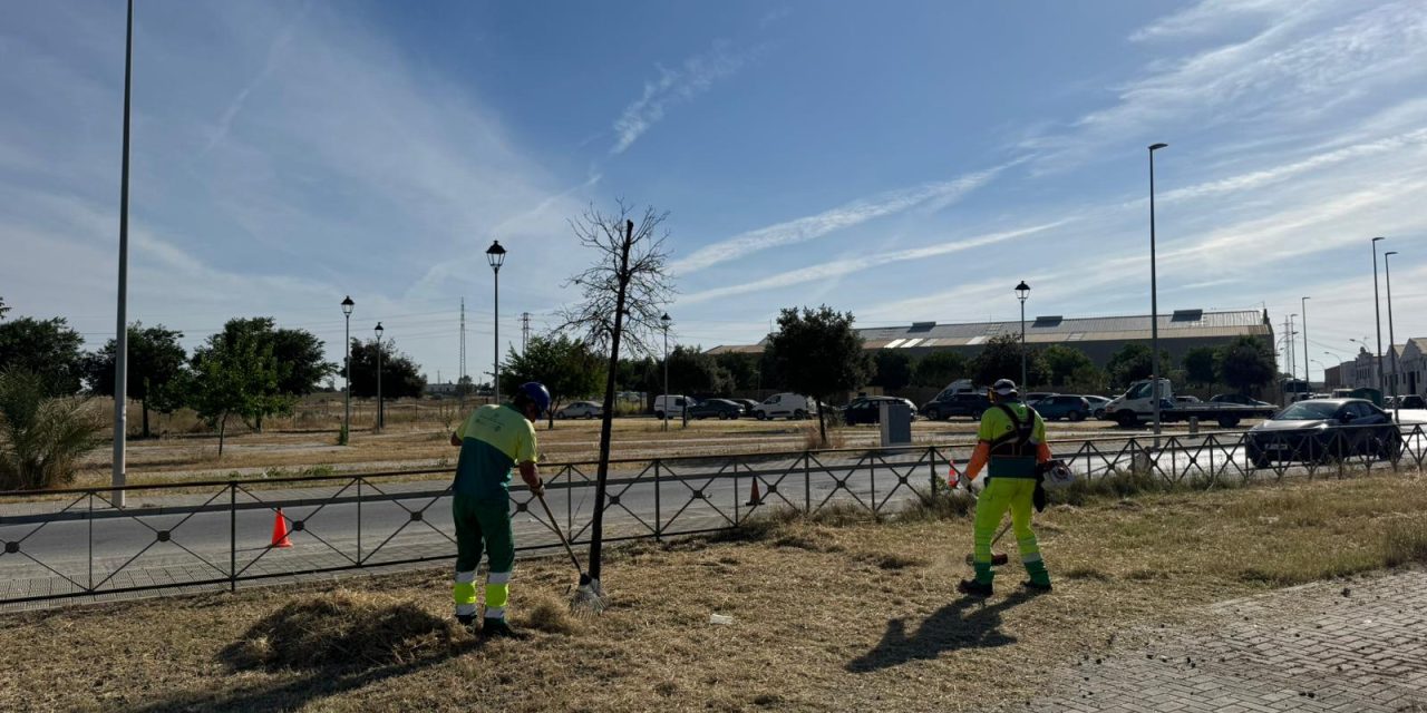 Parque y  Jardines intensifica las labores de limpieza y mantenimiento en polígonos industriales de Utrera